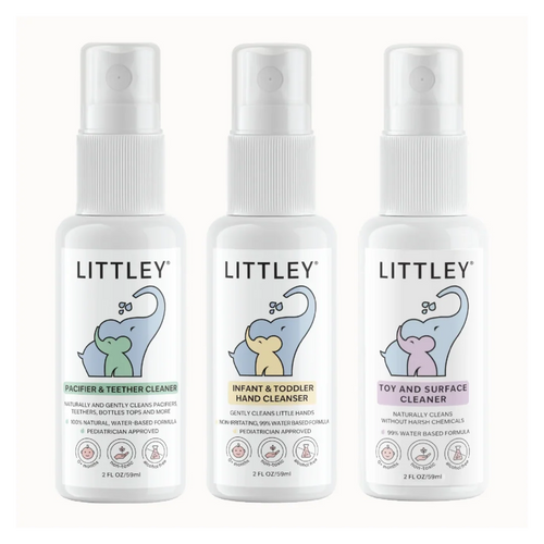 Littley Intro Sample Pack: three 2oz bottles of gentle HOCl baby sprays
