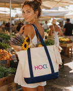 Model carrying the blue HOCl Tote bag